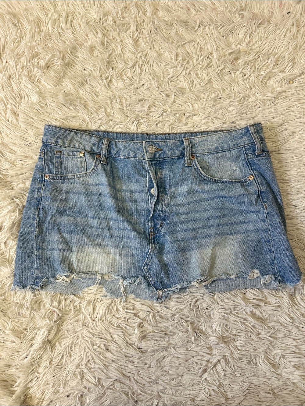 3/$25 & Denim Mini Denim Skirt Frayed Hem Cotton